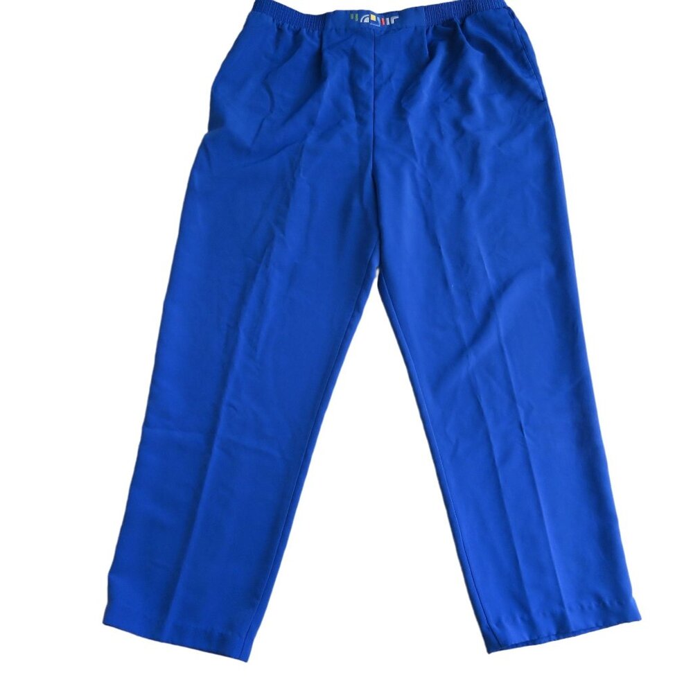 Vintage Brenda Goode Womens L Blue Elastic Waist Pull-On Pants Pockets Modest